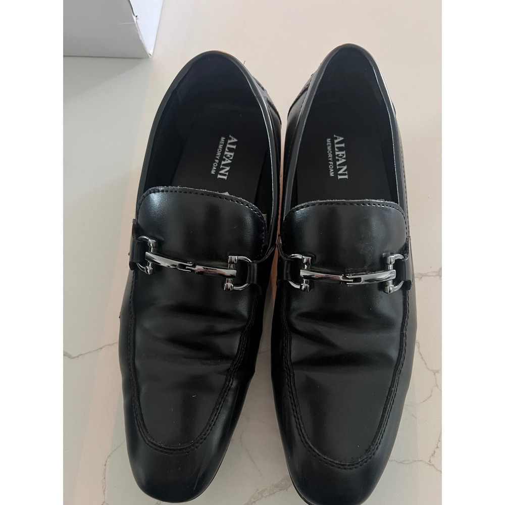 Alfani Mens Black Leather Bit Loafers Memory Foam Dress Shoes Size 8M